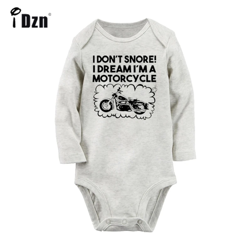 I Don't Snore I Dream I'm мотоциклетный костюм для новорожденных мальчиков и девочек, Униформа-комбинезон с принтом, боди для младенцев, одежда хлопок - Цвет: ieBaby2362GC