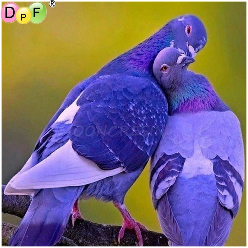 

DPF Diamond Embroidery Purple Loving Pigeons Diamond Mosaic rhinestone Full Square Diamond Painting Cross Stitch Decoration Gift