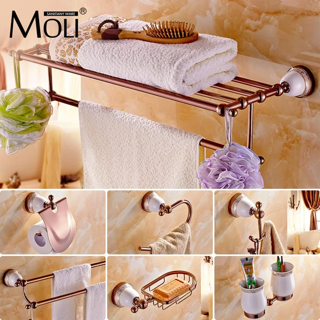 Chinese Style Ceramic Rose Gold Bath Hardware Bathroom Accessories Chinese Style Ceramic Rose Gold Bath Hardware Bathroom Accessories Set Robe Hook Paper Holder