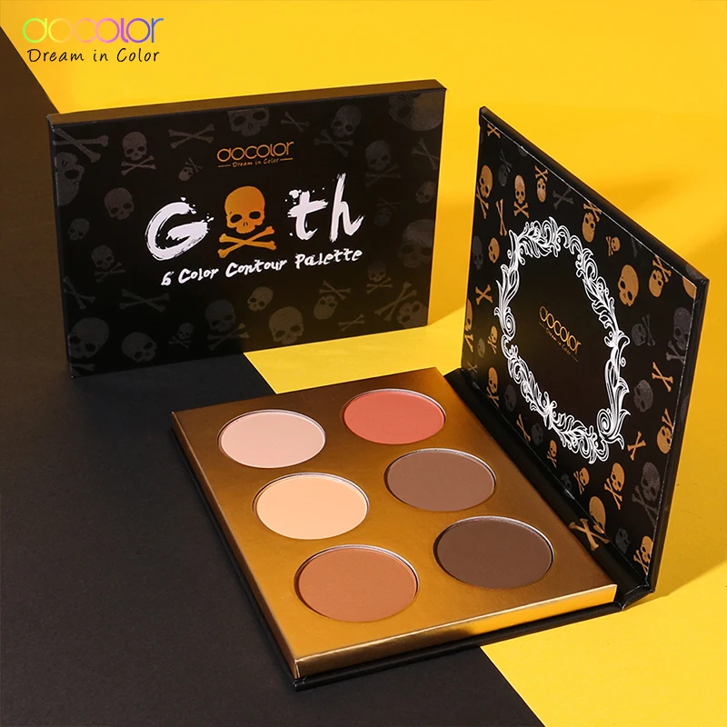 

Docolor professinal face makeup 6 color bronzer and highlighter palette Blush powder makeup glow kit highlighter contour palette