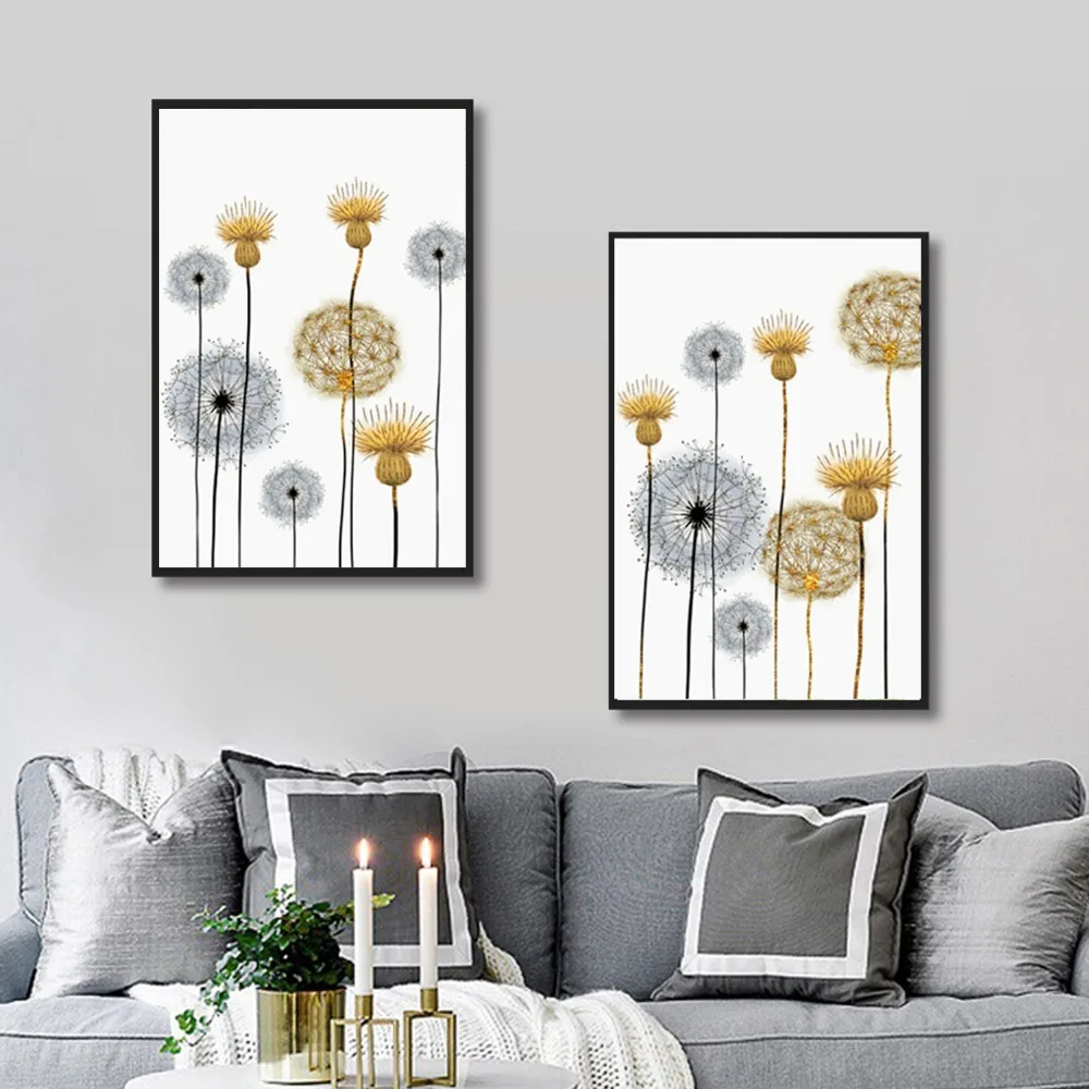 NUOMEGE Nordic Abstract Dandelion Wall Art Picture For Home Decoration Beautiful Flower Canvas Posters and Prints Modern Decor