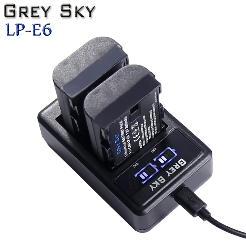 2650mAh 7.2V LP-E6 LP E6 Battery+ USB LCD Charger For Canon EOS 5D4 5D3 60D 6D 7D 70D 80D 5DSR Camera