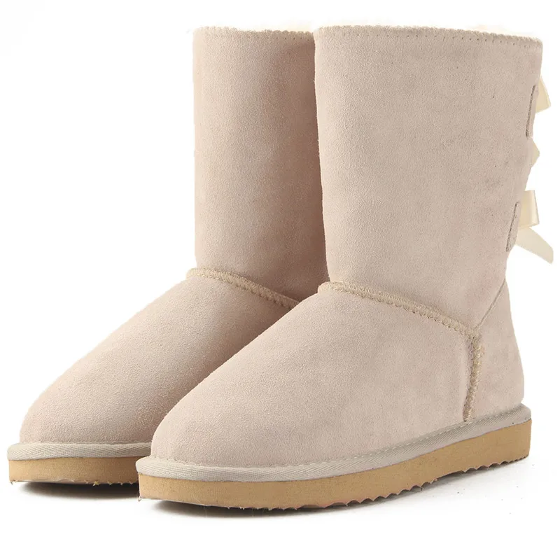 JXANG/ г.; Брендовые женские зимние ботинки высокого качества; зимние ботинки из натуральной кожи; женские ботинки на шнурках; Теплая обувь; zapatos - Цвет: Sand