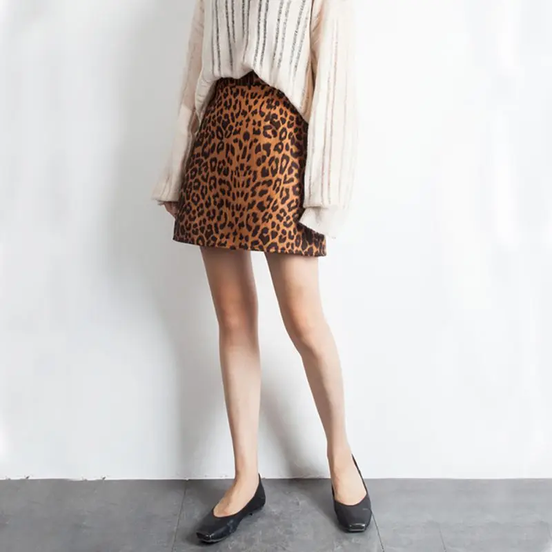 2019 сексуальная юбка для женщин с леопардовым принтом мини новая мода Высокая талия трапециевидной формы бедра короткая юбка женская одежда