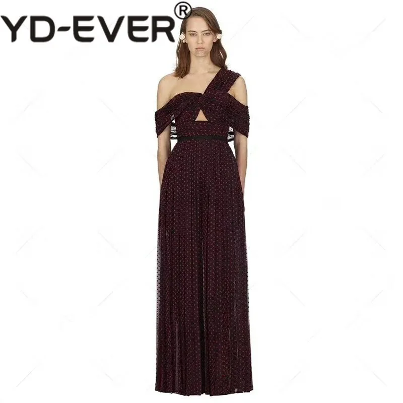 

2019 Spring Runway Designer Woman Maxi Dress Dot Backless Draped Split Sexy Dresses Party Nignt Club Dress Vestidos De Fiesta