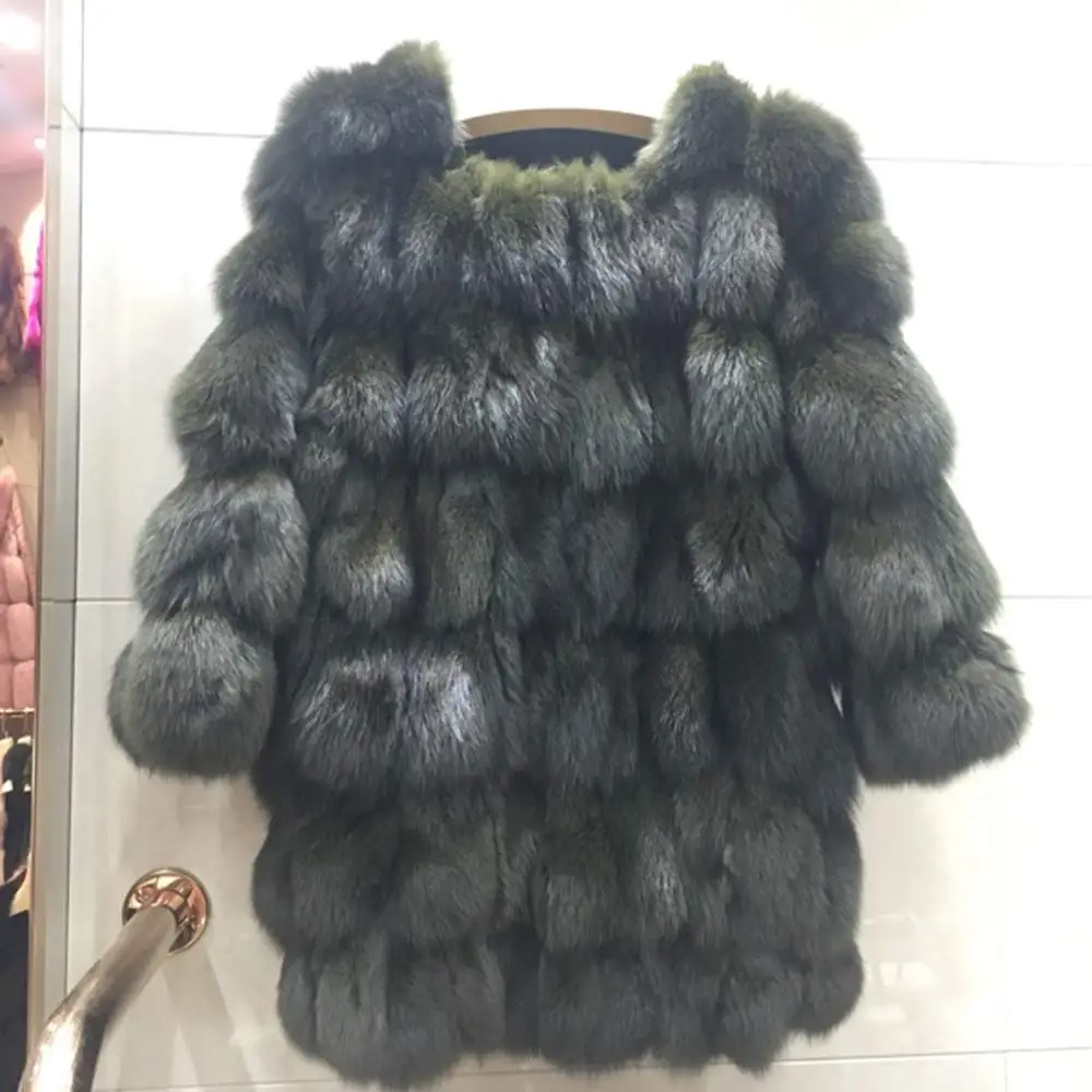 Deep Grey В натуральном лиськом меху женское короткое теплое пальто женская зимняя верхняя одежда из натурального меха куртки из натуральных материалов пальто Размер M/L/XL для женщин s - Цвет: Deep Grey