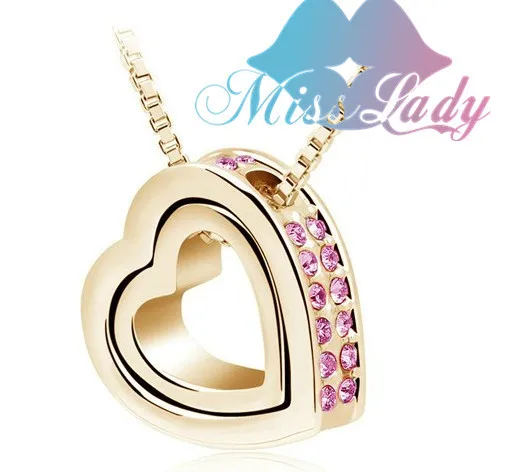Miss Lady, День Святого Валентина, золотой цвет, австрийский кристалл, дизайн, женское сердце, подвеска, ожерелье, модное ювелирное изделие для женщин, MLY2891 - Окраска металла: Gold  Rose