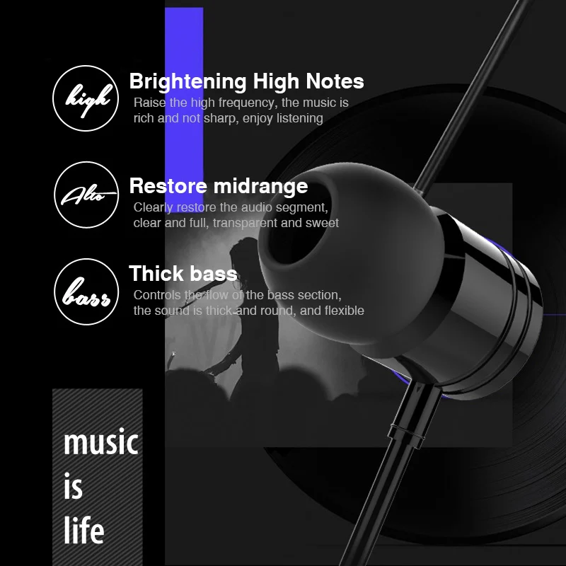 Stereo Bass Earphone Headphone with Microphone Wired Gaming Headset for Phones Samsung Xiaomi Iphone ear phone (2)