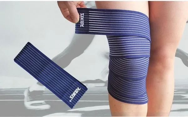 AOLIKES 2 шт 120*7,5 см фитнес эластичные бинты нога компрессионная лента для колена налокотники обертывание Спортивная безопасность 7 цветов - Цвет: blue