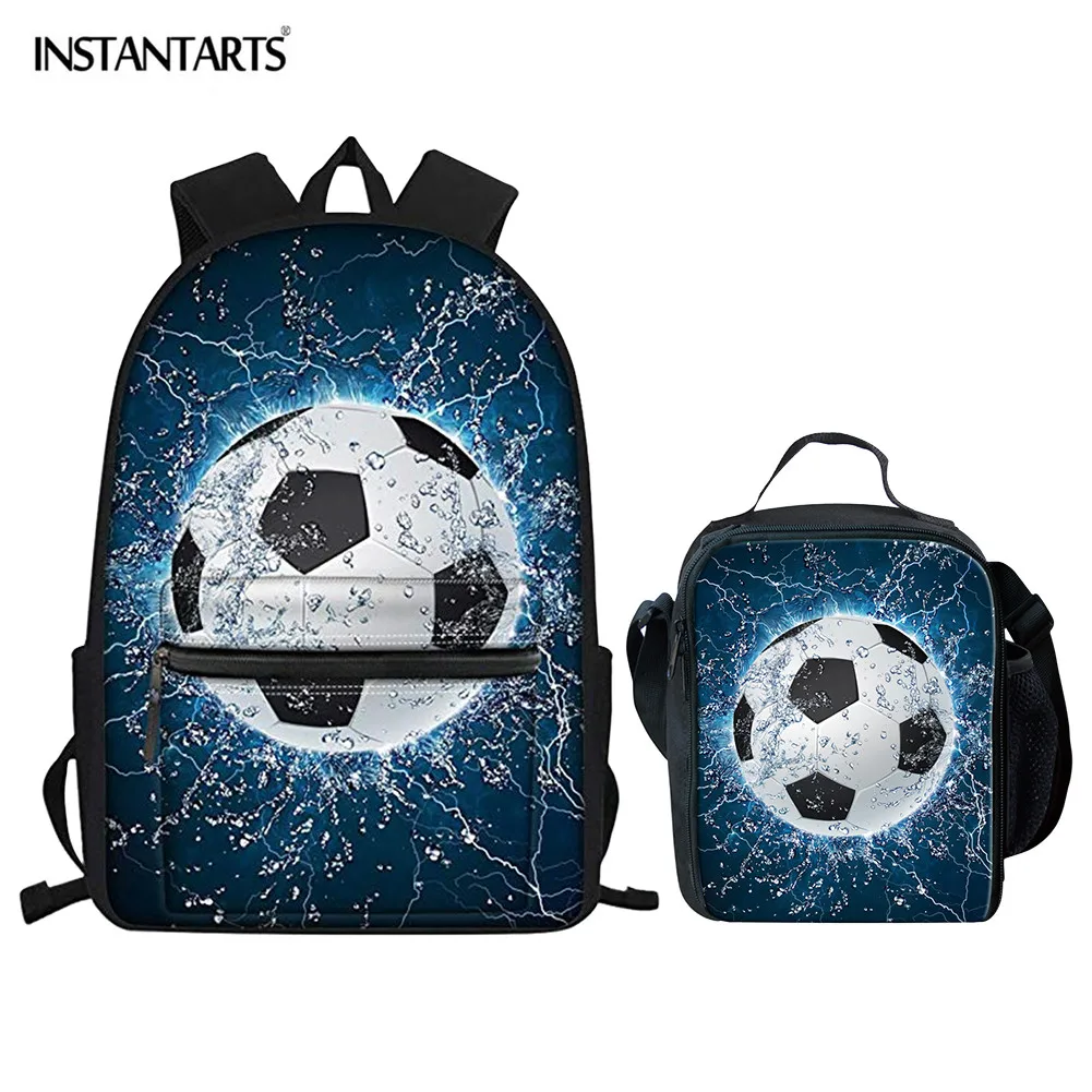 

INSTANTARTS Sports Balls Soccer Prints Kids School Backpacks Set 2Pcs Primary Students Big Book Bags Schoolbags Boys Rucksack
