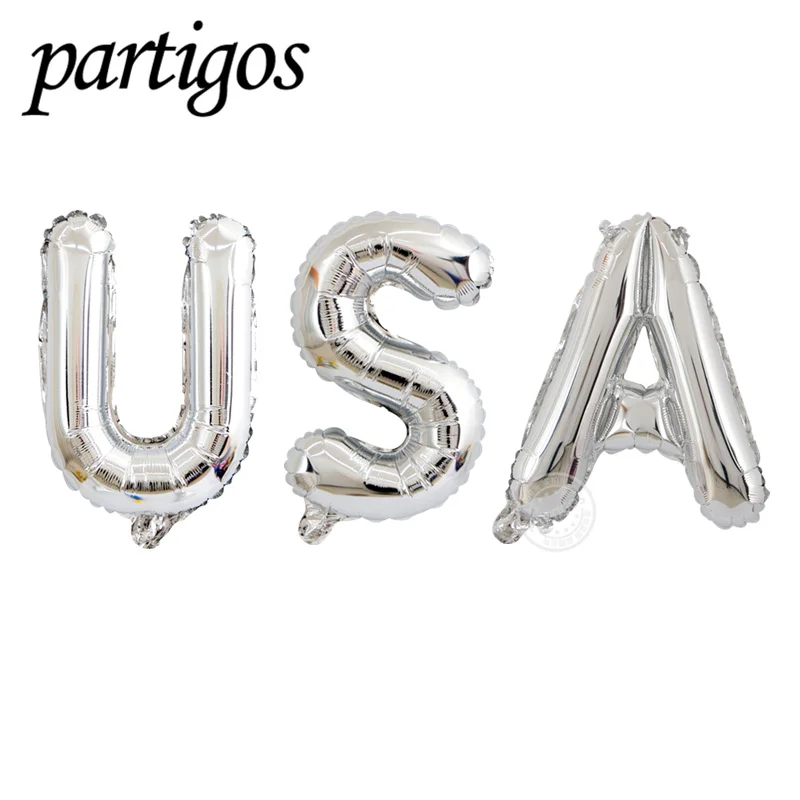 Специальные товары для украшения Дня независимости вечерние товары США фольгированные воздушные шары в виде звезд и полос Капитан Америка Globos - Цвет: 16inch silver3pcs