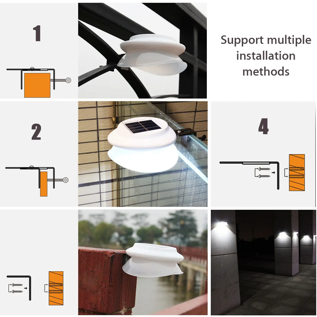 Smuxi 9 LED UFO Style Beads Solar Power Infrared Light Outdoor Fence Garden Wall Lamp