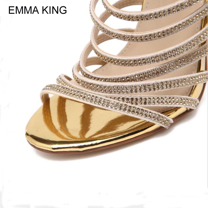 Emma king/Женская обувь с Блестящими Золотыми кристаллами женские босоножки на