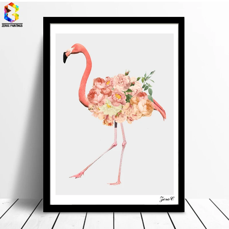 

ZeroC Flower Flamingo Canvas Art Print Poster, Wall Paintings for Living Room Decoration Art Picture Home Decor