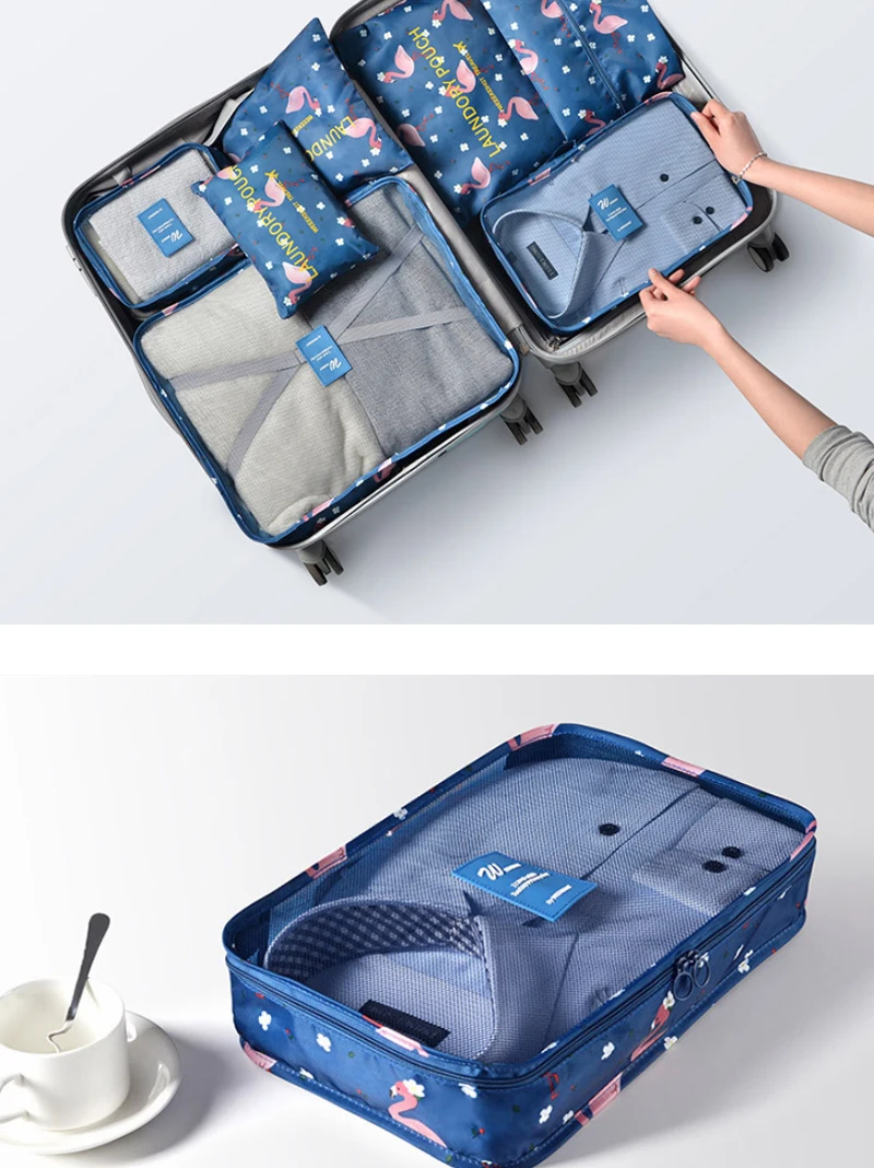 HMUNII 7 шт./компл. Упаковка Кубики Водонепроницаемый путешествия Чемодан Органайзер сумка-мешок чемодан сумки для хранения одежды, аксессуары для путешествий