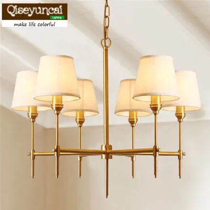 

Qiseyuncai American Copper Living Room Chandelier Rustic Vintage Villa Restaurant Aisle Copper Chandelier
