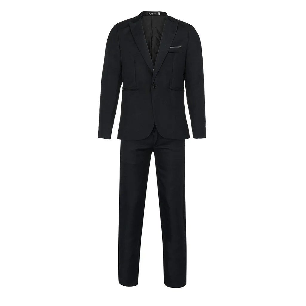 Офисный Блейзер, мужской однотонный Тонкий Блейзер на пуговицах, пиджак с брюками, повседневный Свадебный Блейзер, костюмы для мужчин, деловой Блейзер, костюмы