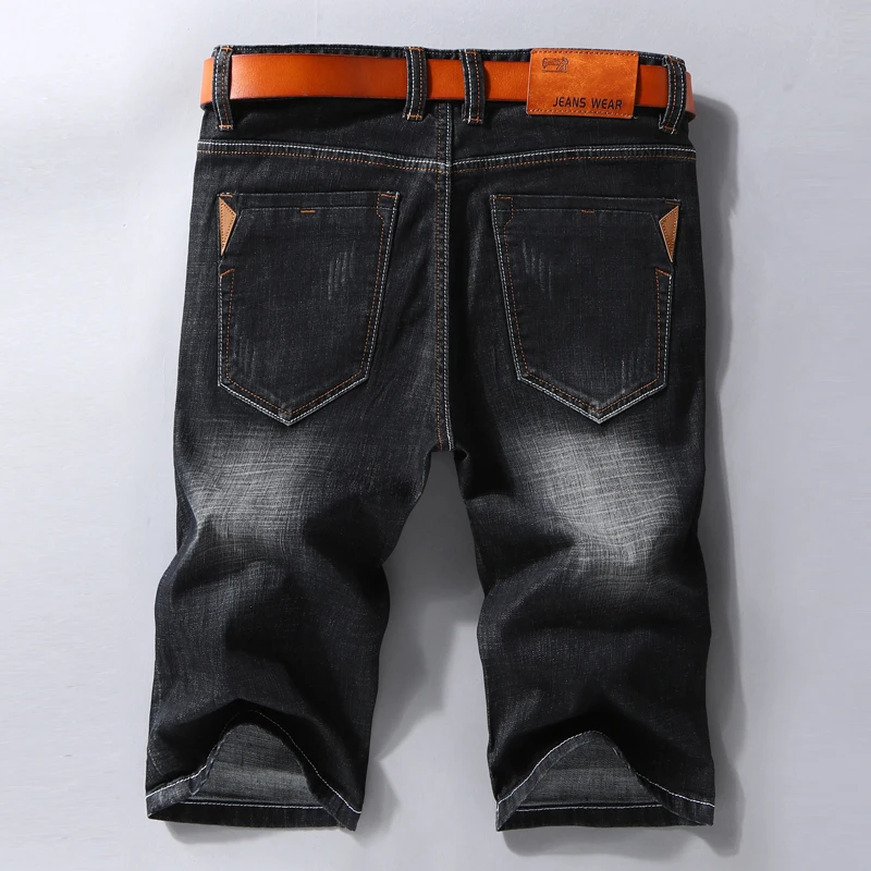 Men Denim Shorts 2019 Summer New Style Thin Section Elastic Force Slim Fit Short Jeans Male Brand Clothing Black Blue Men Denim Shorts 2019 Summer New Style Thin Section Elastic Force Slim Fit Short Jeans Male Brand Clothing Black Blue