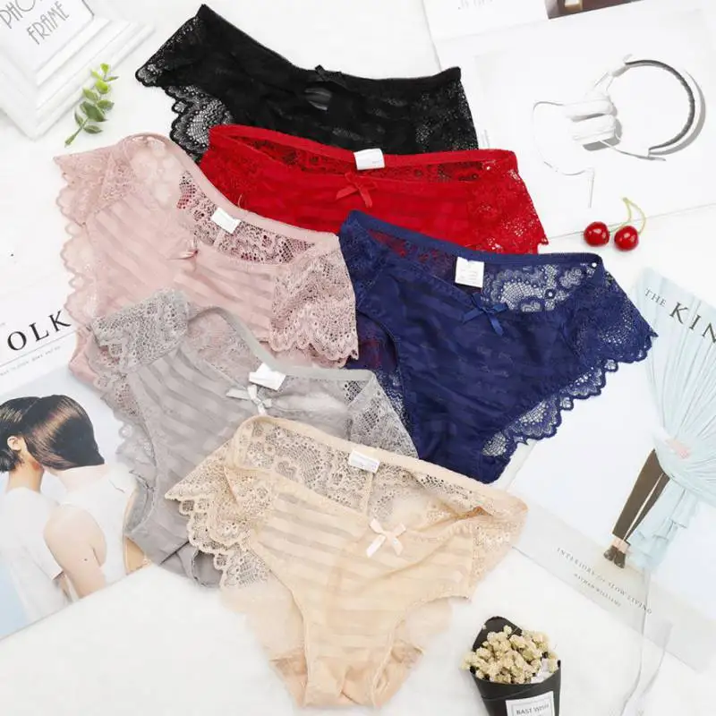 WJ 2019 Sexy Lace Ladies Panties Fashion Cozy Lingerie Tempting High Quality Cotton Low Waist for Woman