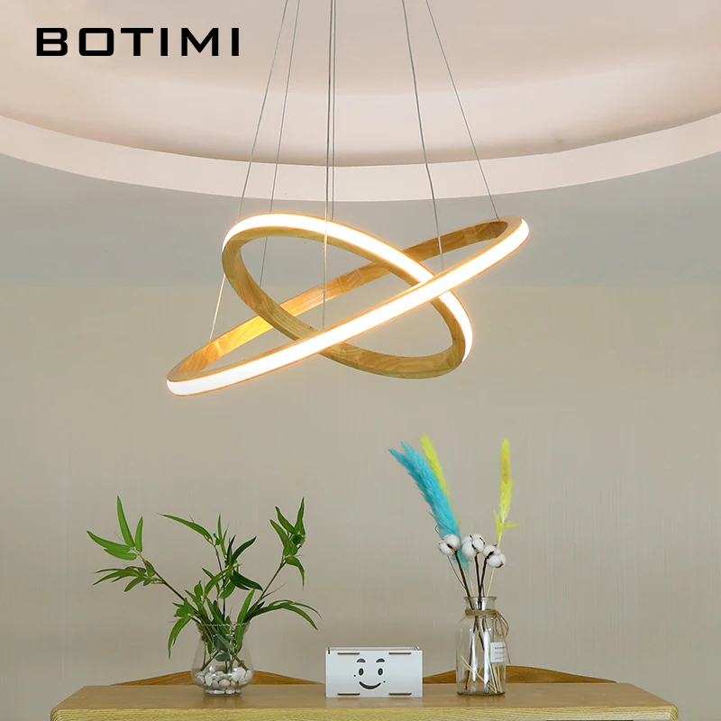 Светодиодные деревянные кольца BOTIMI 220 В подвесные светильники для столовой отеля