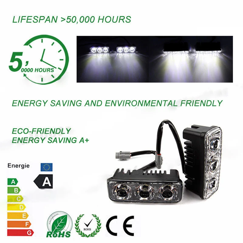 2Pcs LED Daytime Running Lights Waterproof Car High Power Aluminum with Lens DC 12V Super White 6000K DRL Fog Lamps (3)