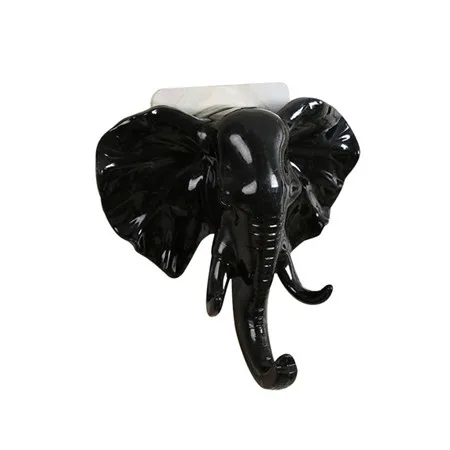 Крепкая липкая вешалка для хранения в виде головы слона, стойка для хранения, экономия пространства, настенный держатель для ключей за дверью, несколько крючков# B10 - Цвет: black