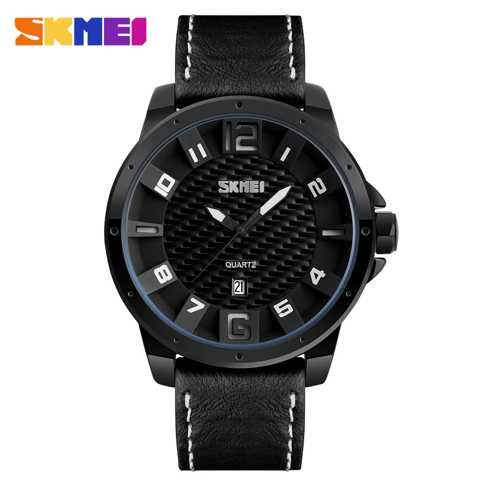  SKMEI Luxury Brand Military Watches Men Quartz Analog 3D Face Leather Clock Man Sports Watches Army