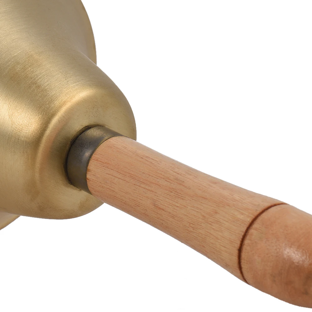 Латунный ручной громкий звонок колокольчик стол звонка с деревянной ручкой для украшения конвейерная система для пищевого производства сигнализация школа отель Sercive