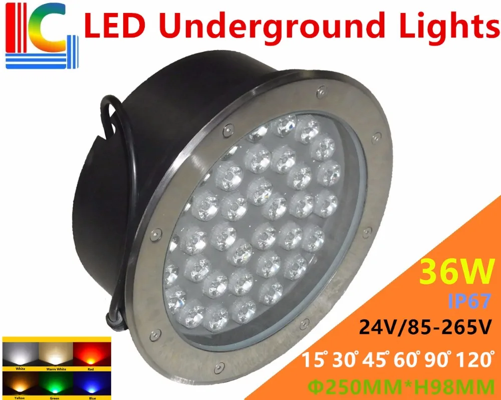 

36W LED Underground Lamps 12V 24V 110V 220V 85-265V Outdoor IP67 Waterproof Buried lights DMX512 Color Garden Lighting CE