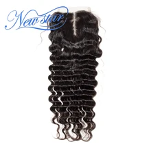 New Star Brazilian Deep Wave Lace 4x4 Middle Part Closure Virgin Human Hair Natural Color Swiss