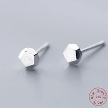 925 пробы серебряные крошечные кубические серьги-гвоздики для женщин Изящные пятиугольные маленькие серьги-гвоздики милые мини минималистичные серьги для девочек