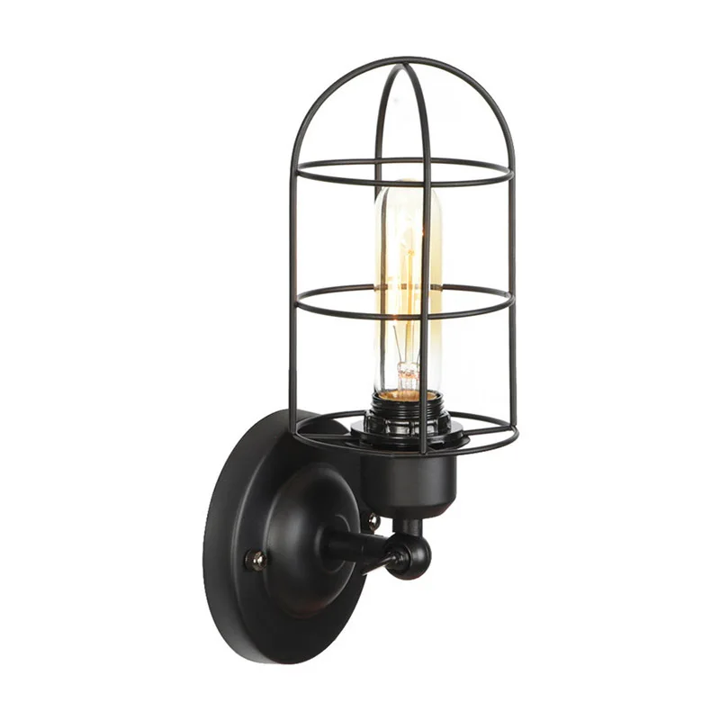 Vintage Industrial Wall Light,Rust Wall Lamp,светильник бра,Loft wall sconce Light Fixture,180°Adjustment,lampshade Up and down - Цвет абажура: D Black No Bulb