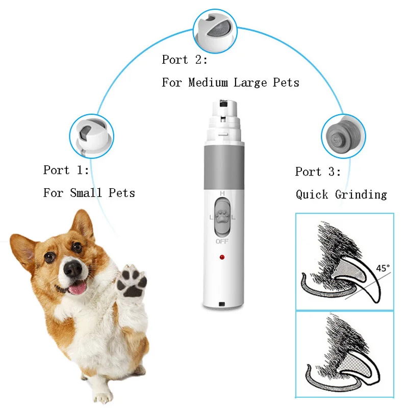 Koop 3 modi Elektrische Hond Nail Grinder USB Charge Huisdier Nagel Benodigdheden voor Professionals Huisdieren Hond Clippers Grooming Tool Hond Accessoires