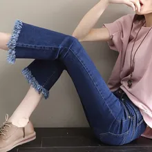 Новые эластичные узкие брюки с кисточками Skinny Denim Jean весна осень 2019 Марка брюки с высокой т Лучший!