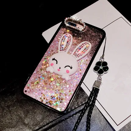 Милый чехол с рисунком кролика и бриллиантами для iPhone 12 11 Pro MAX X XS XR Pc + tpu мягкий
