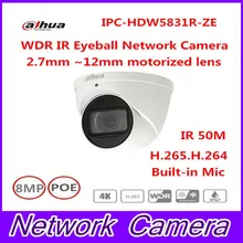 Free Shipping DAHUA Security IP Camera CCTV 8MP WDR IR Eyeball Network Camera with POE IP67 IK10 Without Logo IPC-HDW5831R-ZE