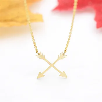

Wholesale Rose Gold Cross Archery Pendant Arrow Necklace Women Bridesmaid Gift Stainless Steel Chain Collares De Moda 2019