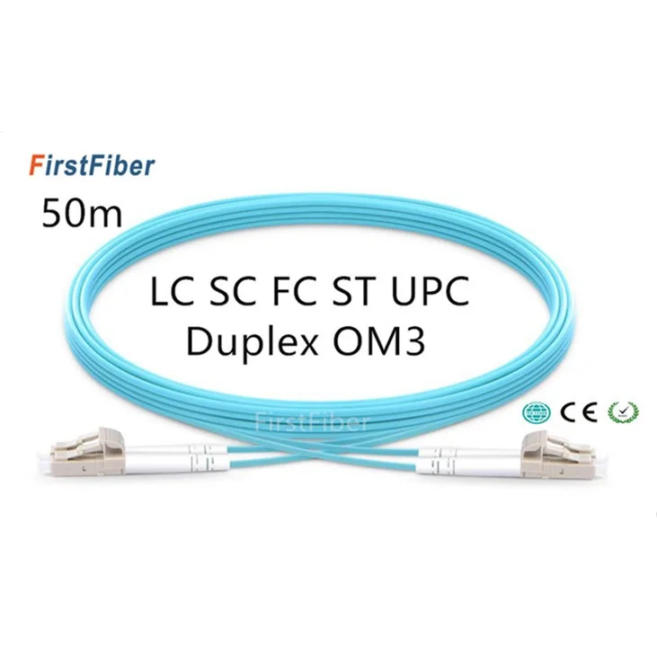 Оптоволоконный соединительный кабель 50 м LC SC FC ST UPC OM3 дуплексный перемычка 2