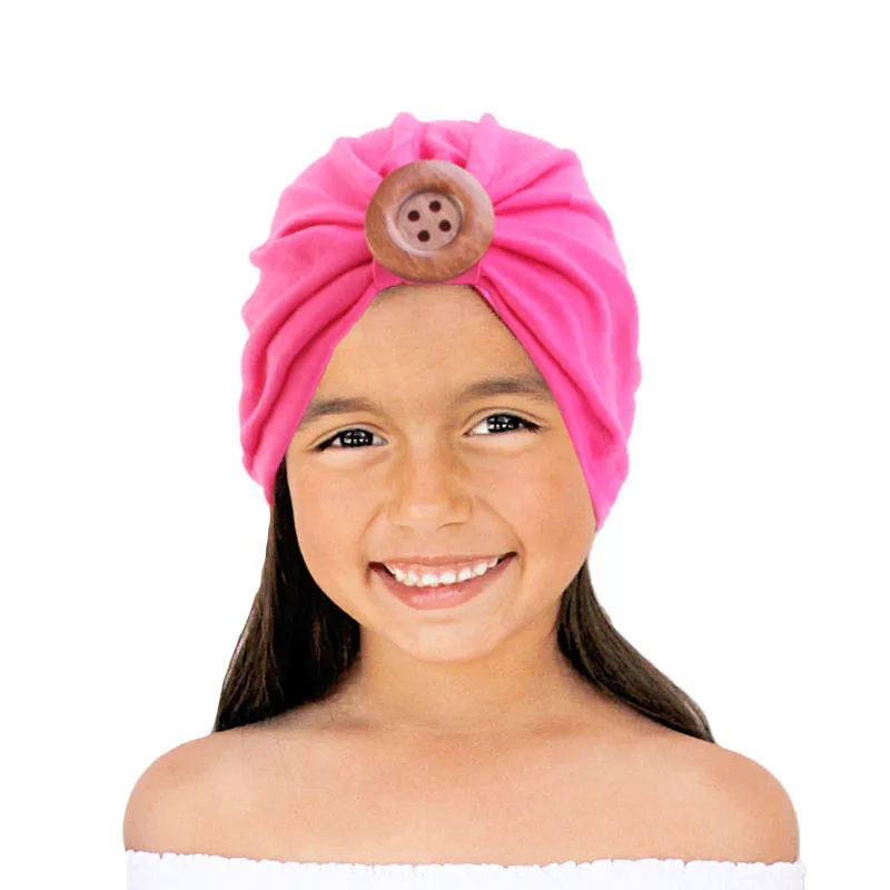 

Solid Cotton wood Turban Headband For Girls cotton Stretchy Beanie Hat Headwear Baby Hair Accessories