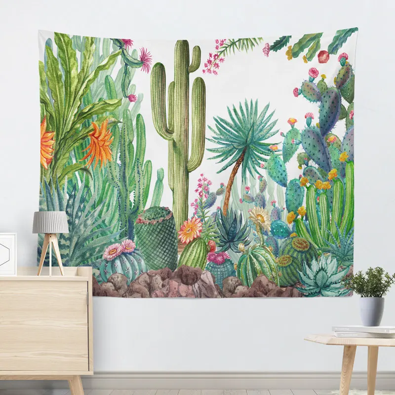 

3 Size mandala Wall Hanging Cactus Tapestry Green Succulents 3D Flower Art Carpet Blanket Yoga Mat Decorative Tapestry for Home