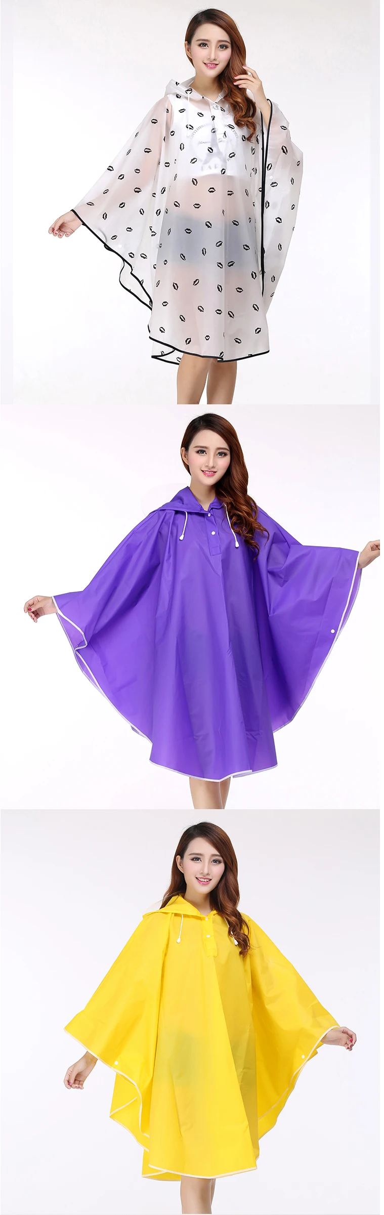 Women Transparent Portable Long Raincoats 24
