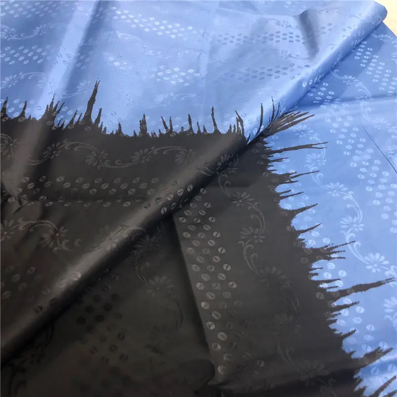 Blue and Black African Bazin Riche Brocade Fabric Guinea Brocade Damask Shadda Lace Fabrics for Women/Men Cloth in 5 Yards AJZ30