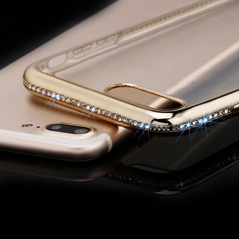 Roc Joan чехол для iPhone X 6 6S 6Plus Plus 7 8 7Plus 8Plus кристально окружающий алмаз мягкий