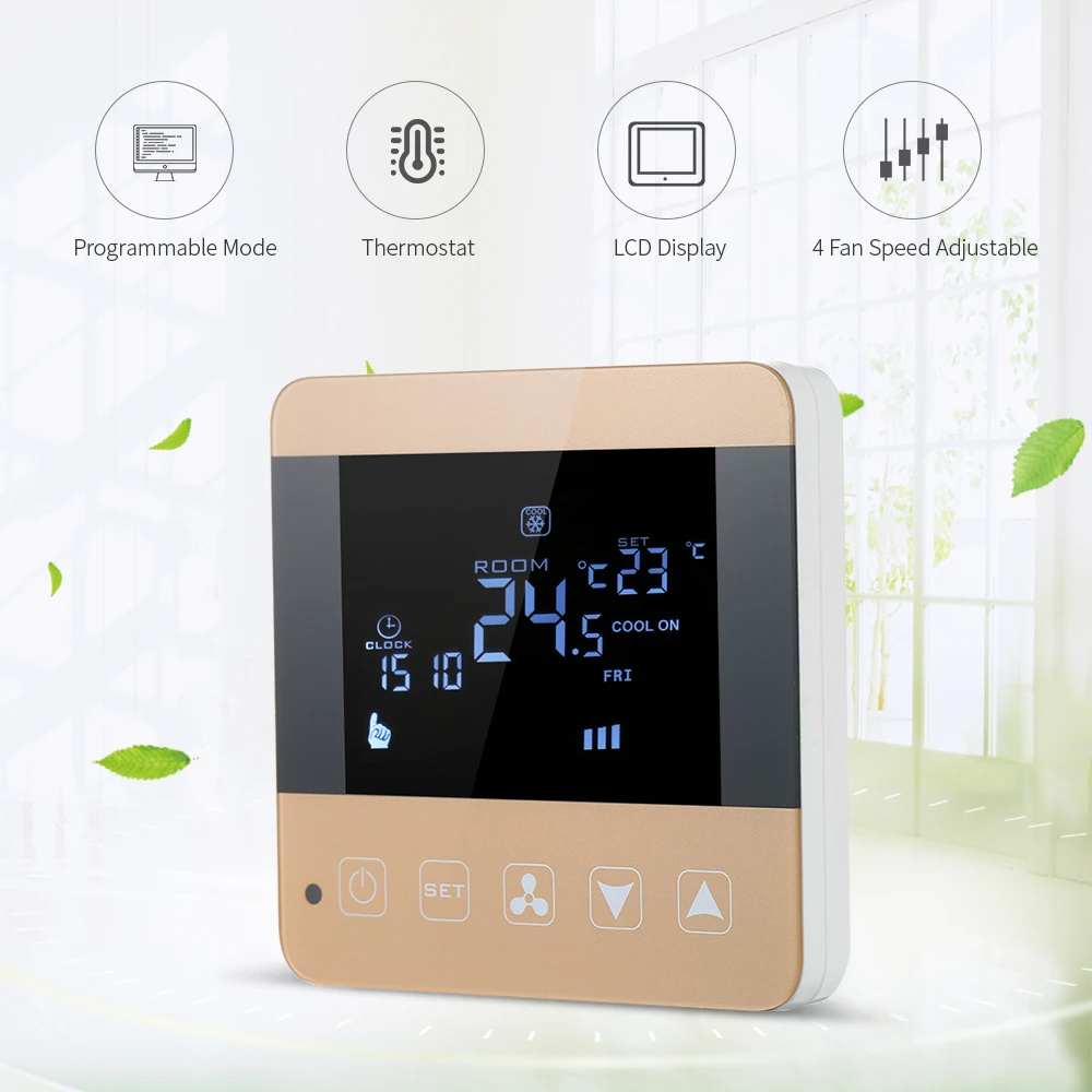 

Weekly Programmable Thermostat Temperature Controller LCD Touch Screen Heating Condition Underfloor Thermost White Backlight