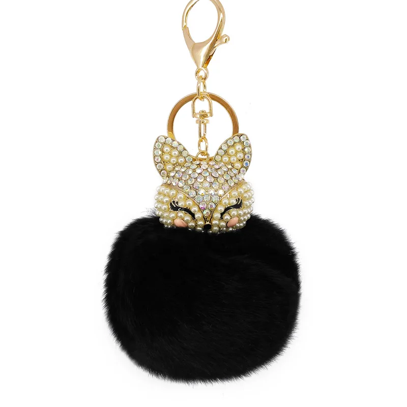 Брелки для ключей женские с рисунком лисы|fox key chain|puff ball keychaincustom chain |