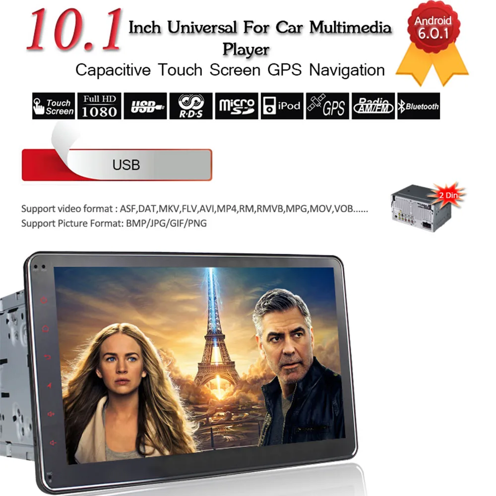 Flash Deal Universal Car GPS 10.1 Inch 2 Din Quad Core HD Full Touch Screen Car Audio Radio Android 8.1 Lollipop Car GPS Navigation 2