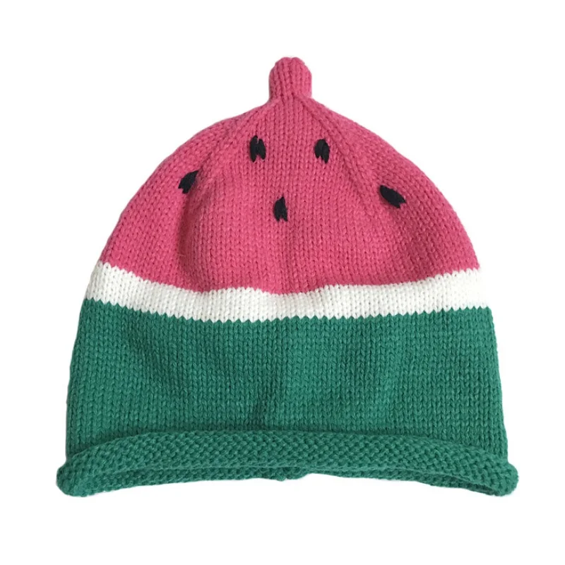 Knitted Baby Watermelon Hat Newborn Boys Girls Warm Woolen Hat Infant