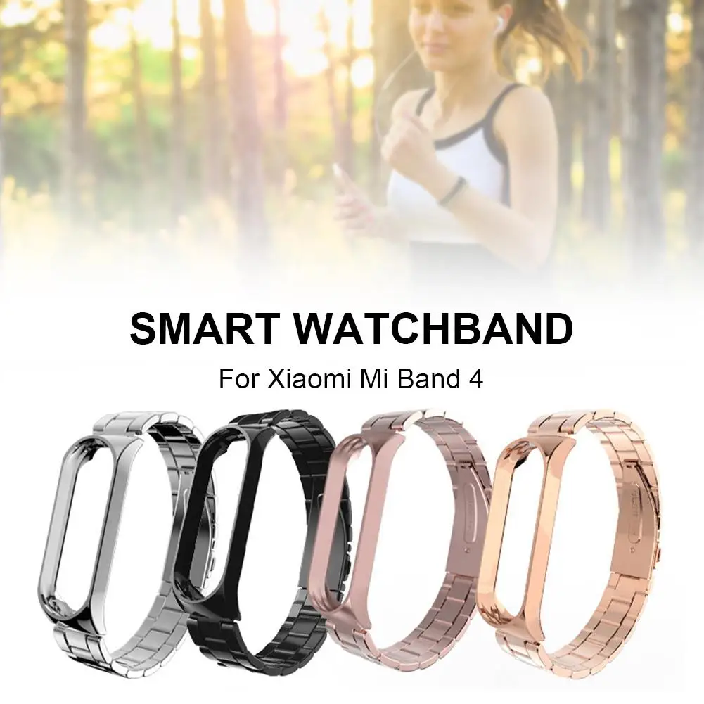 

For Xiaomi Bracelet 4 Metal Wrist Strap Stainless Steel Magnetic Milan Nice Three Beads Replacement Strap Watch Band #CW