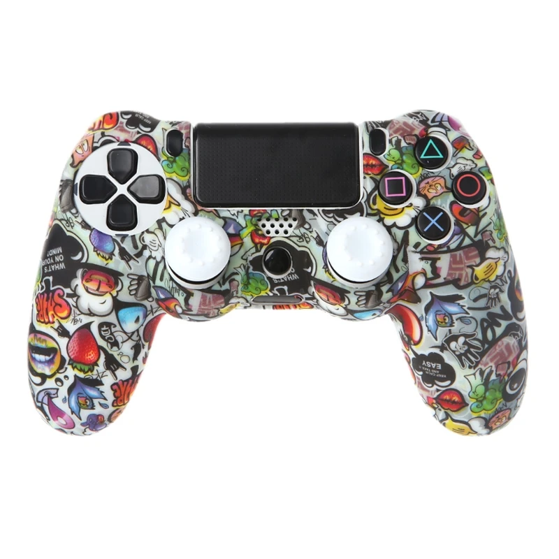 

Gamepad Controller Protective Case Silicone Sleeve Guards + 2 Grip Caps For PS4 EY
