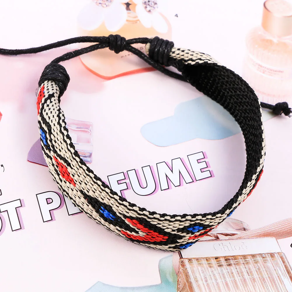 Fashion Colorful Bohemian Style Wrap Thin Cotton Bracelets Woven Rope String Handmade Bracelets